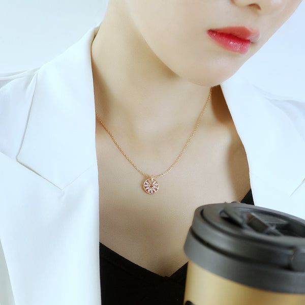 Women's Fashion Diamond Wheel Pendant Necklace-Womens Pendant Necklace-SunnyHouse Jewelry