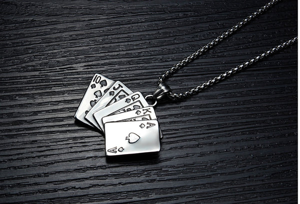 Men's Fashion Poker Winner Pendant Necklace-Mens Pendant Necklace-SunnyHouse Jewelry