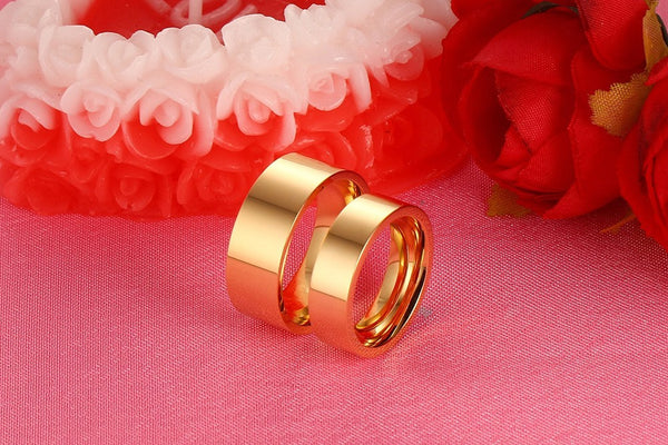 His & Hers Matching Set Simple Gold Love Couple Rings Wedding Band Set-Couple Rings-SunnyHouse Jewelry