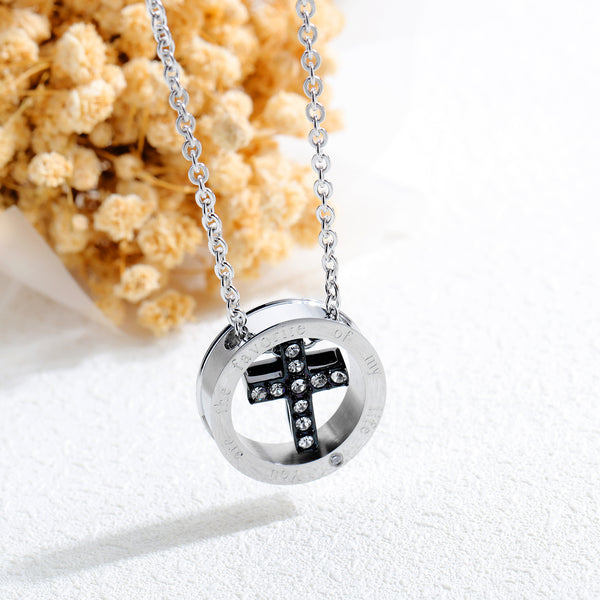 His & Hers Matching Set Valentine Cross Tag Pendant Necklace Couple Jewelry Set-Couple Necklace-SunnyHouse Jewelry