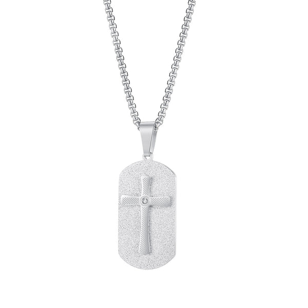 Men's Fashion Cross Tag Pendant Necklace-Mens Pendant Necklace-SunnyHouse Jewelry