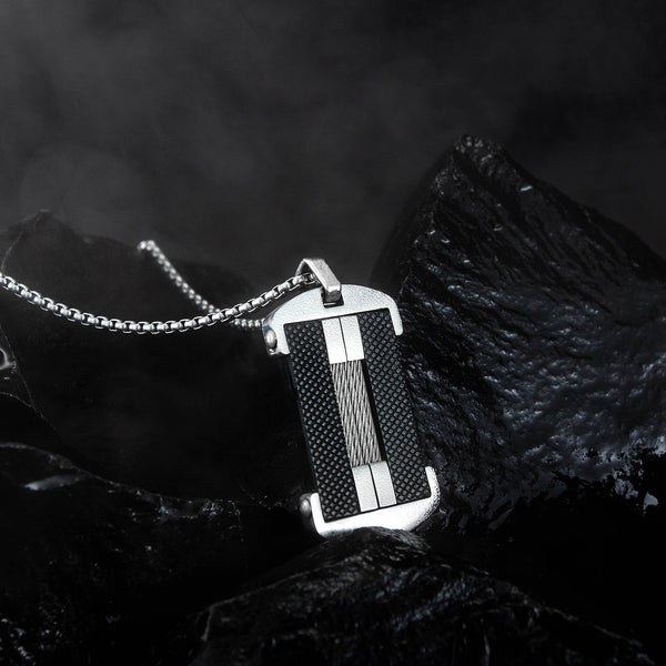 Men's Fashion Hip Hop Carbon Fibre Tag Pendant Necklace-Mens Pendant Necklace-SunnyHouse Jewelry