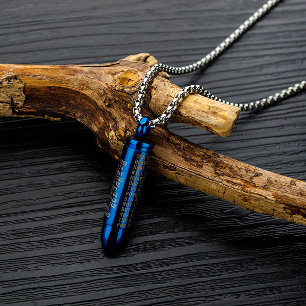 Men's Fashion Blue Bullet Pendant Necklace-Mens Pendant Necklace-SunnyHouse Jewelry