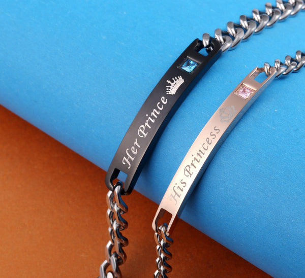 His & Hers Matching Set Her Prince and His Princess Couple Bracelets, Valentine, Anniversary, Wedding, Promise, Engagement Gift-Couple Bracelets-SunnyHouse Jewelry