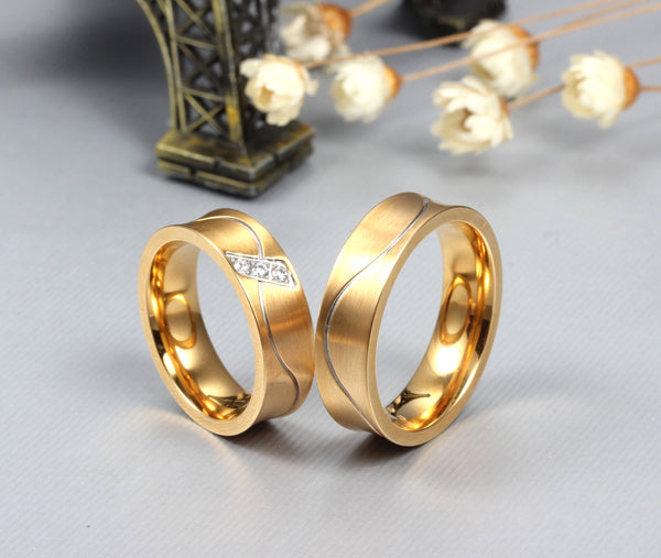 His & Hers Matching Set Valentine Love Couple Rings, Wedding Band Set, Valentine, Anniversary, Wedding, Promise, Engagement Ring-Couple Rings-SunnyHouse Jewelry