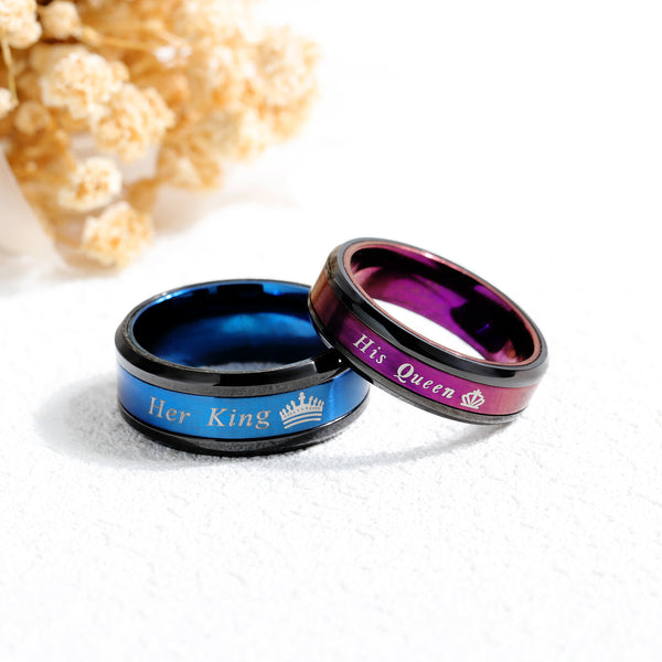 His & Hers Matching Set Her King and His Queen Couple Rings-Couple Rings-SunnyHouse Jewelry