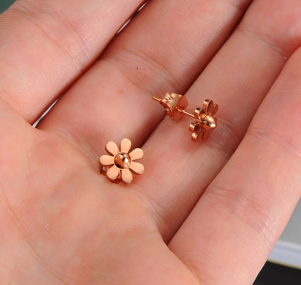 Women's Fashion Rose Gold Flower Earrings-Womens Earrings-SunnyHouse Jewelry
