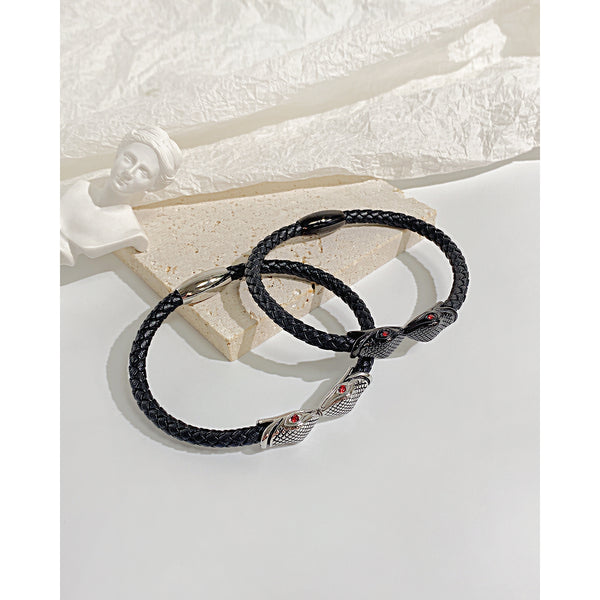 Men's Fashion Snake Leather Bracelet-Mens Bracelet-SunnyHouse Jewelry