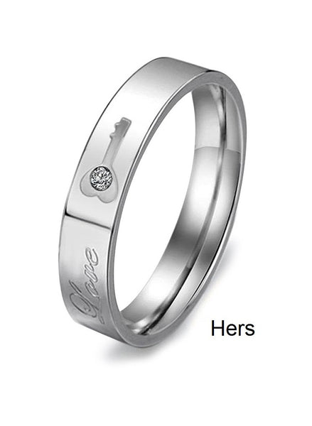 His & Hers Matching Set Key and Lock Style Couple Rings Wedding Band Set-Couple Rings-SunnyHouse Jewelry