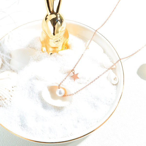 Women's Fashion Pearl and Star Pendant Necklace-Womens Pendant Necklace-SunnyHouse Jewelry