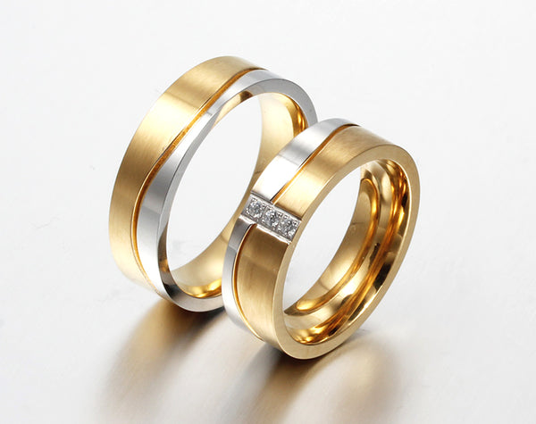 His & Hers Matching Set Simple Love Style Couple Rings, Wedding Band Set, Valentine, Anniversary, Wedding, Promise, Engagement Ring-Couple Rings-SunnyHouse Jewelry