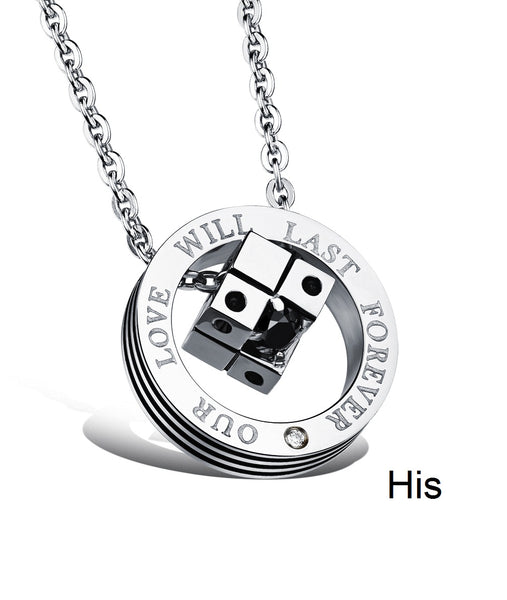 His & Hers Matching Set Dice Style Gamble Win Couple Necklace Couple Jewelry Set-Couple Necklace-SunnyHouse Jewelry