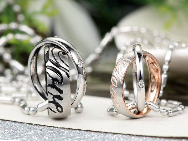 His & Hers Matching Set True Love Tag Pendant Necklace Couple Jewelry Set-Couple Necklace-SunnyHouse Jewelry