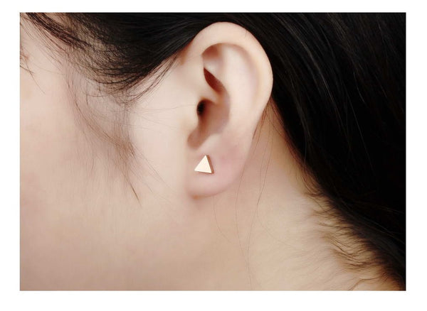 Women's Fashion Rose Gold Triangle Stud Earrings-Womens Earrings-SunnyHouse Jewelry