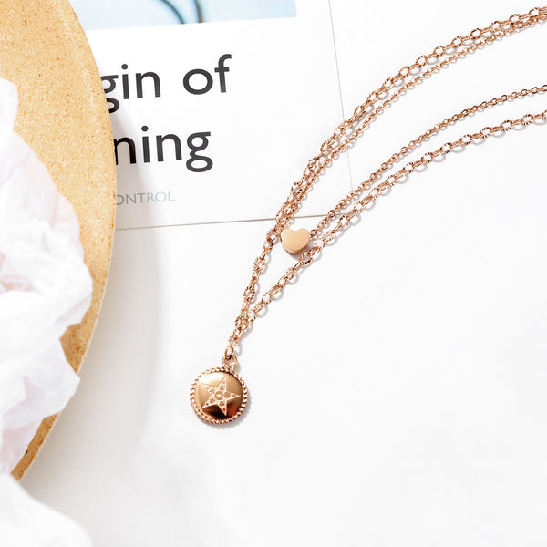 Women's Fashion Star and Heart Pendant Necklace-Womens Pendant Necklace-SunnyHouse Jewelry