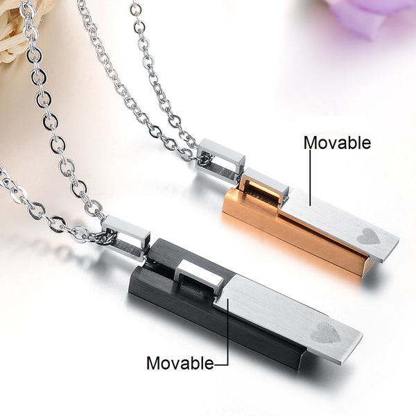 His & Hers Matching Set Light and Shadow Tag Pendant Necklace Couple Jewelry Set-Couple Necklace-SunnyHouse Jewelry