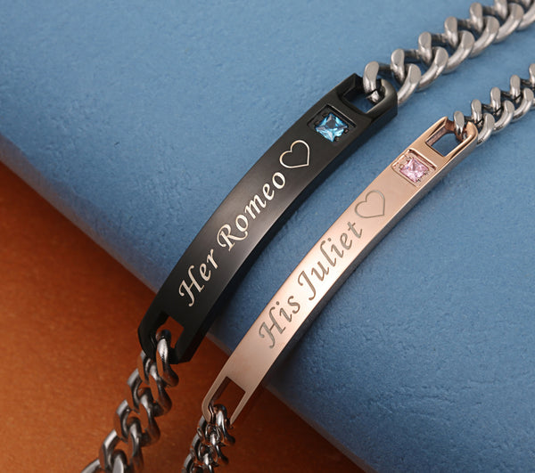 His & Hers Matching Set Romeo and Juliet Couple Bracelets, Valentine, Anniversary, Wedding, Promise, Engagement Gift-Couple Bracelets-SunnyHouse Jewelry