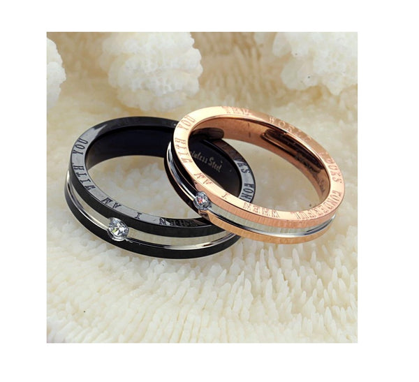 His & Hers Matching Set The World Is Wonderful When I Am with You Couple Rings Wedding Band Set-Couple Rings-SunnyHouse Jewelry