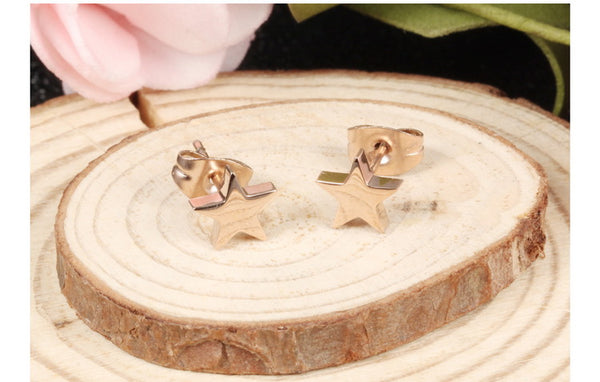 Women's Fashion Rose Gold Star Earrings-Womens Earrings-SunnyHouse Jewelry