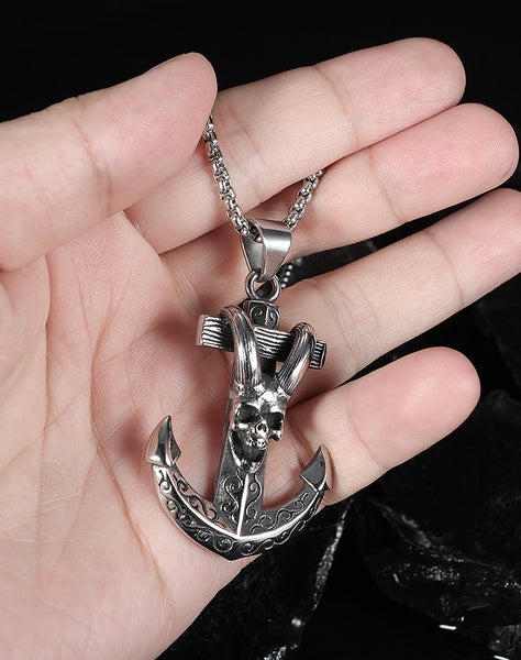 Men's Fashion Hip Hop Skull Anchor Pendant Necklace-Mens Pendant Necklace-SunnyHouse Jewelry