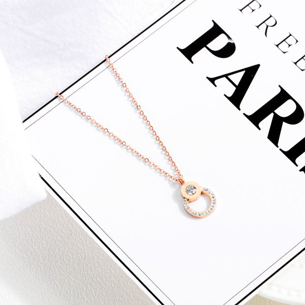 Women's Fashion Diamond Clock Pendant Necklace-Womens Pendant Necklace-SunnyHouse Jewelry