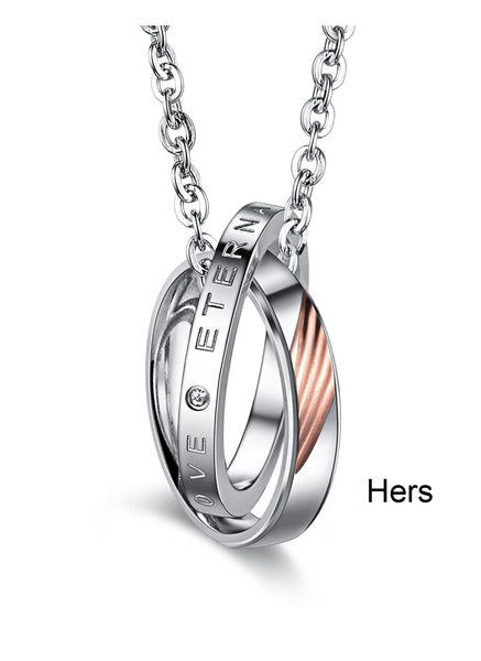 His & Hers Matching Set Valentine Rings Couple Necklace Couple Jewelry Set-Couple Necklace-SunnyHouse Jewelry