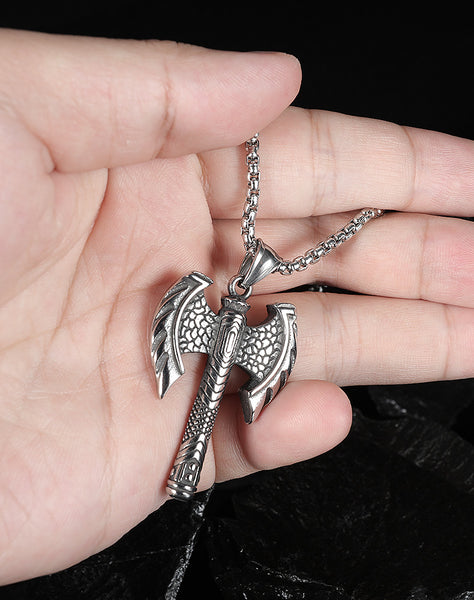 Men's Fashion Ax Cross Pendant Necklace-Mens Pendant Necklace-SunnyHouse Jewelry