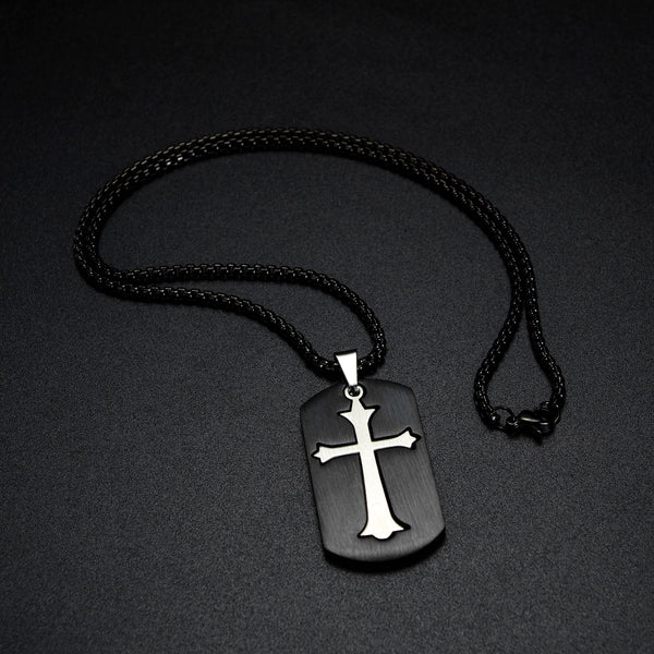 Men's Fashion Cross Tag Pendant Necklace-Mens Pendant Necklace-SunnyHouse Jewelry
