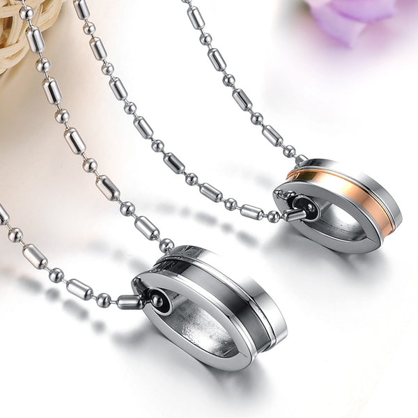 His & Hers Matching Set Love You till the End Tag Pendant Necklace Couple Jewelry Set-Couple Necklace-SunnyHouse Jewelry