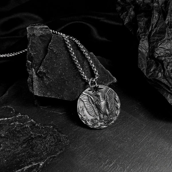 Men's Fashion Eagle Coin Pendant Necklace-Mens Pendant Necklace-SunnyHouse Jewelry