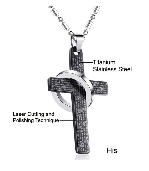 His & Hers Matching Set Bible Cross Couple Necklace Couple Jewelry Set-Couple Necklace-SunnyHouse Jewelry