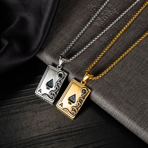 Men's Fashion Ace Pendant Necklace-Mens Pendant Necklace-SunnyHouse Jewelry