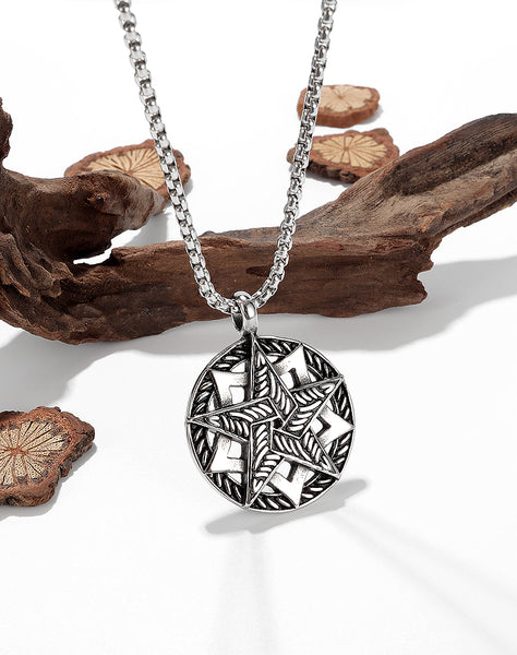 Men's Fashion Star Compass Pendant Necklace-Mens Pendant Necklace-SunnyHouse Jewelry