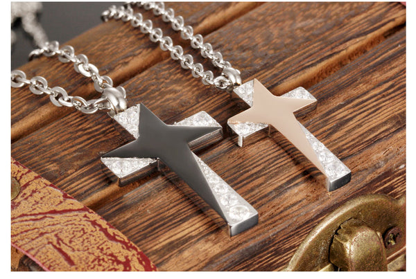 His & Hers Matching Set Blinking Cross Couple Necklace Couple Jewelry Set-Couple Necklace-SunnyHouse Jewelry