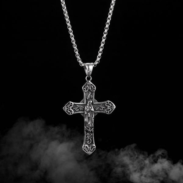 Men's Fashion Blessed Virgin Mary Cross Pendant Necklace-Mens Pendant Necklace-SunnyHouse Jewelry