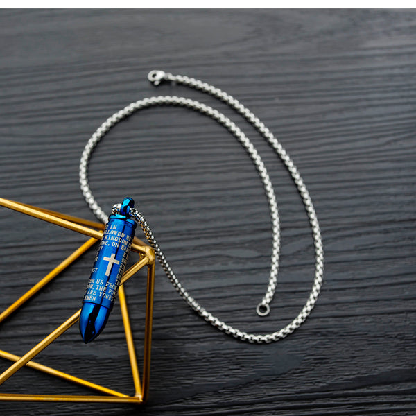 Men's Fashion Blue Bullet Pendant Necklace-Mens Pendant Necklace-SunnyHouse Jewelry