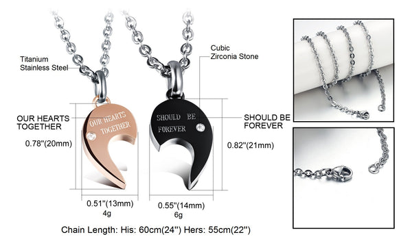 His & Hers Matching Set Our Hearts Should Be Together Forever Couple Necklace Couple Jewelry Set-Couple Necklace-SunnyHouse Jewelry