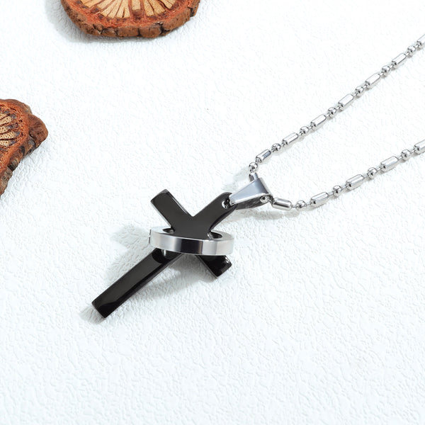 Men's Fashion Special Black Cross Pendant Necklace-Mens Pendant Necklace-SunnyHouse Jewelry