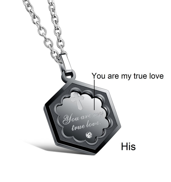 His & Hers Matching Set You Are My True Love Tag Pendant Necklace Couple Jewelry Set-Couple Necklace-SunnyHouse Jewelry