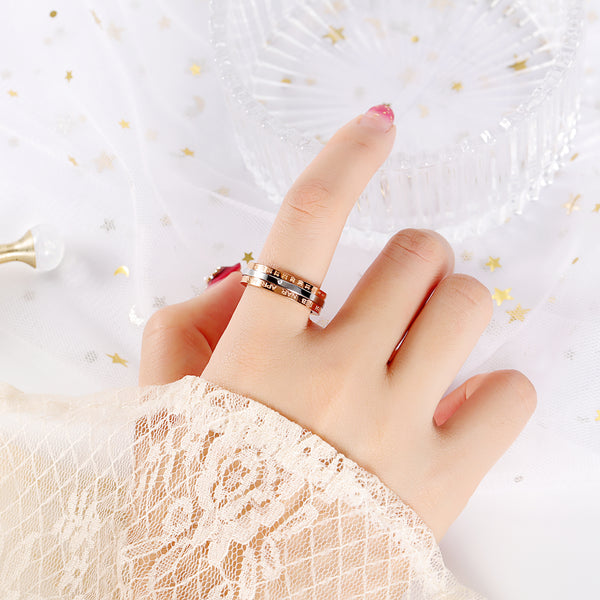 Women's Fashion Rose Gold Month ID Ring-Womens Ring-SunnyHouse Jewelry