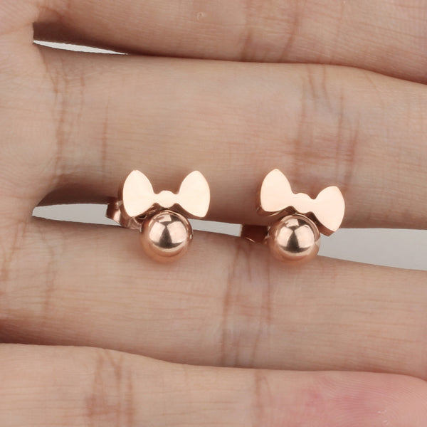 Women's Fashion Rose Gold Bow Earrings-Womens Earrings-SunnyHouse Jewelry