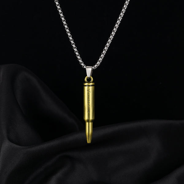 Men's Fashion Gold Bullet Pendant Necklace-Mens Pendant Necklace-SunnyHouse Jewelry