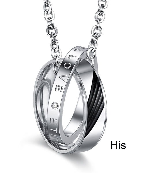 His & Hers Matching Set Valentine Rings Couple Necklace Couple Jewelry Set-Couple Necklace-SunnyHouse Jewelry