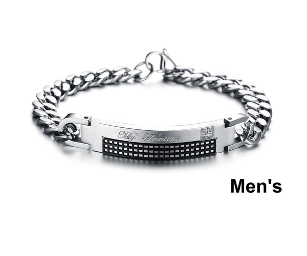 His & Hers Matching Set Baby Sweety My Treasure Couple Bracelets, Valentine, Anniversary, Wedding, Promise, Engagement Gift-Couple Bracelets-SunnyHouse Jewelry