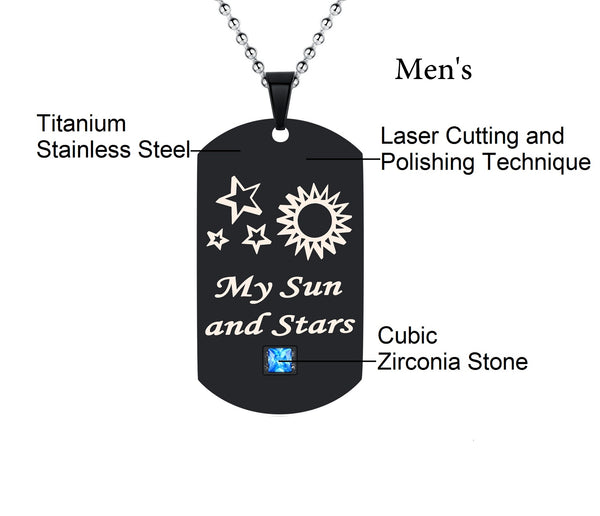 His & Hers Matching Set My Sun and Stars Moon of My Life Tag Pendant Necklace Couple Jewelry Set-Couple Necklace-SunnyHouse Jewelry