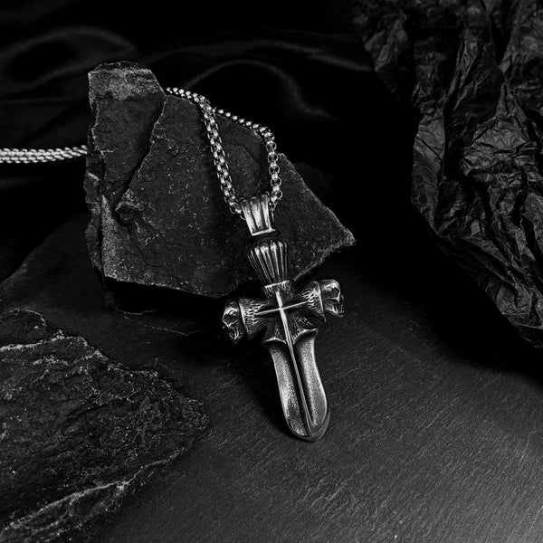 Men's Fashion Skull Sword Cross Pendant Necklace-Mens Pendant Necklace-SunnyHouse Jewelry