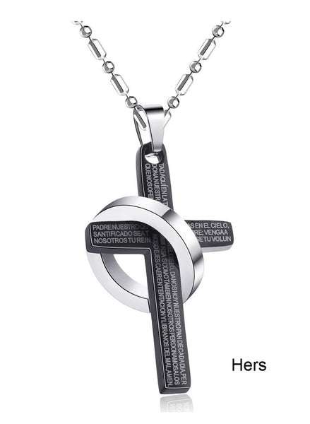 His & Hers Matching Set Bible Cross Couple Necklace Couple Jewelry Set-Couple Necklace-SunnyHouse Jewelry