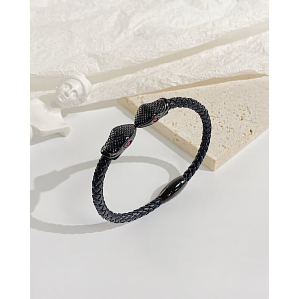 Men's Fashion Snake Leather Bracelet-Mens Bracelet-SunnyHouse Jewelry
