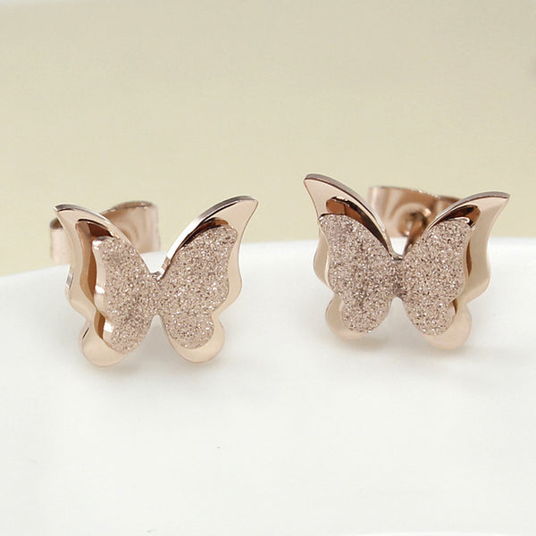 Women's Fashion Rose Gold Butterfly Earrings-Womens Earrings-SunnyHouse Jewelry