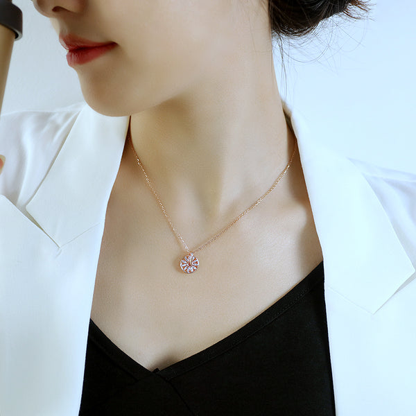 Women's Fashion Diamond Wheel Pendant Necklace-Womens Pendant Necklace-SunnyHouse Jewelry